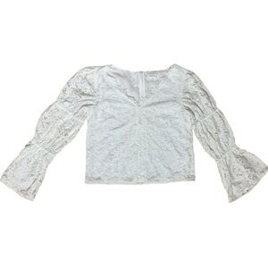 Club Monaco Jarne White Lace Puff Sleeve V-Neck Bridal Blouse Size Small